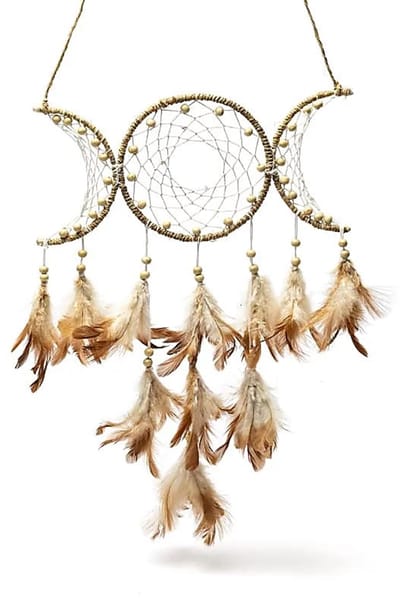 Dreamcatcher Hennep Triple Moon --verpakking van 2 stuks - ±31x24cm - ±31x24cm