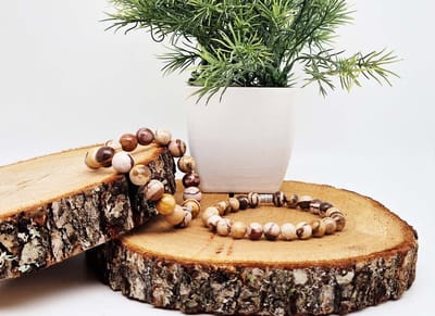 Handgemaakte Klassieke natuurstenen armband “ Australia zebra jasper ” - 10 mm diameter van de korrel- Diameter armband 20 cm - Een mooi cadeau voor familie en vrienden