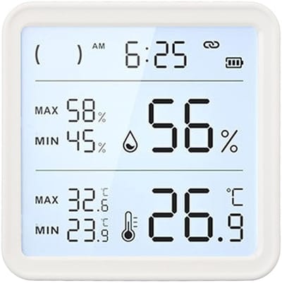 Digitale Hygrometer - Vochtigheidsmeter - Omgeving Meten - Lange Batterijduur - 9x9x3 cm - Wit