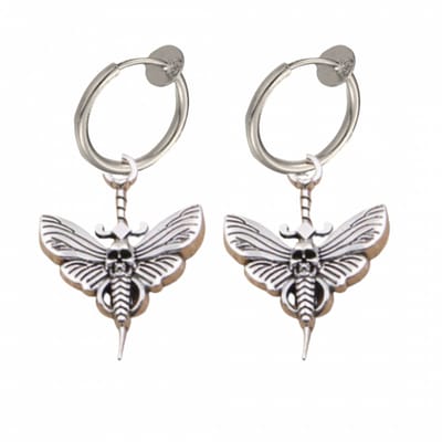 Klem oorbellen -doodshoofd- vlinder -zilverkleur- geen gaatje- Charme Bijoux