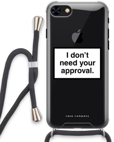 Case Company® - Hoesje met koord geschikt voor iPhone 8 hoesje met Koord - Don't need approval - Telefoonhoesje met Zwart Koord - Bescherming aan alle Kanten en Over de Schermrand