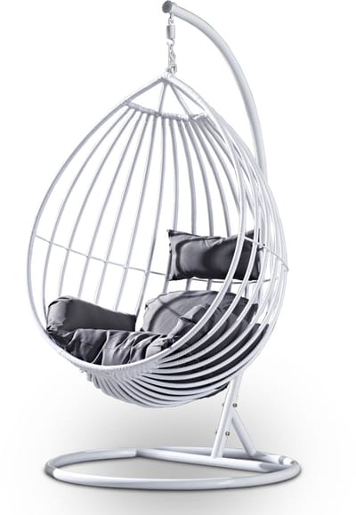 Rijoka Hangstoel Druppel Schommelstoel – Wit Rattan