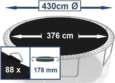 Springmat voor Trampoline 427 cm voor 88 veren | alleen voor veerlengte 18 cm