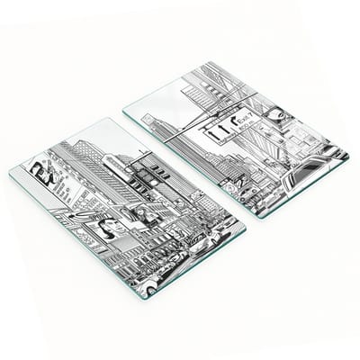 Duurzame en stijlvolle glazen borden met een New Yorks straatpatroon, 2x30x52 cm