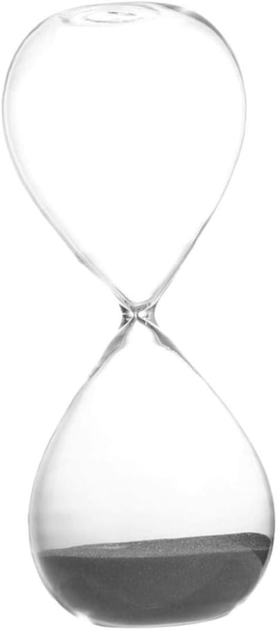 Glazen Zandloper - Tijdwaarneming Tool - Tijd Management - Stevig En Duurzaam - 6.5 x 6.5 x 6.5 cm - Zwart