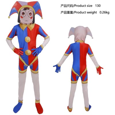 Het Geweldige Digitale Freak Circus Pomni Cosplay Kostuum Kinderen Volwassenen Caine Kinger Jumpsuit Nauwsluitende Outfit Halloween Kostuums 120-130cm blue