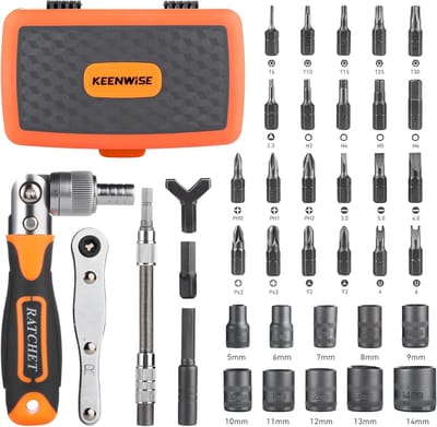 38-delige Magnetische Ratelschroevendraaier Set met Precisie Bits en Dopsleutels