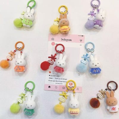 Miffy Sleutelhangers voor Tassen Miffy Sleutelhangers Bevlokte Sleutelhangers Accessoires Schattig Miffy Model Speeltjes Kinderdag Cadeau gray