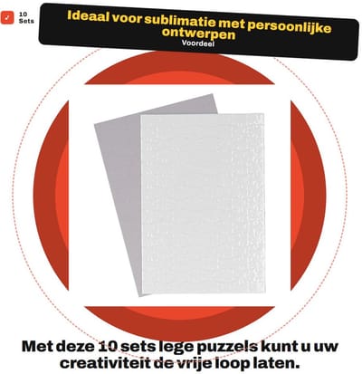 MTTproducts- Puzzel 10 Sets Blanco - Puzzel Sublimatie - A4 Formaat - 120 Stuks - Doe-het-zelf - Ideaal Cadeau voor Feestdagen - Sublimatiepuzzel