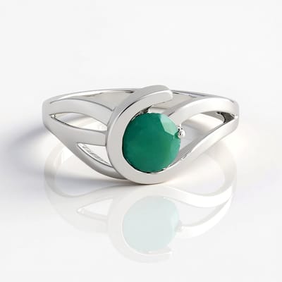 Cavill - elegante zilveren ring 925 sterling platina - Grandidieriet 1,494 ct - moderne ring met groene edelsteen, bezel-zetting, handgemaakt