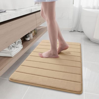 Olanly Badmat Antislip - Memory Foam Badmat - Absorberende Badmat - Douchemat - 61x90 cm - Beige