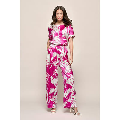Benfield Print Broek Licht Berry / Offwhite