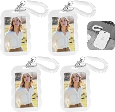 Fotokaart Houders - ID Kaarthoes Sleutelhanger - Album Bank Tonen - Vier Stuks Set - 11 bij 7 cm - Wit