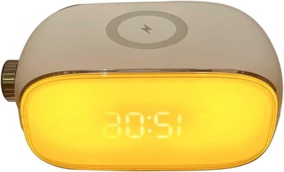 Digitale Wekker - Tafelhorloge Muziek - Rustig Ontwaken - Zonsopgang Simulatie - 17.5 cm Lengte - Wit