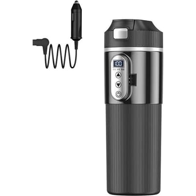 Tasse chauffante pour voiture 500 ml Acier inoxydable Tasse chauffée Affichage LCD numérique Tasse thermos Bouilloire électrique portable Température réglable 500ML gray