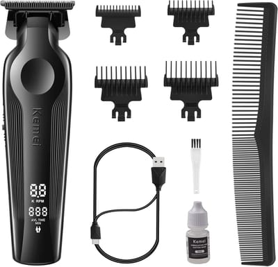 Haartrimmer voor mannen - Snoerloze tondeuse - Professioneel knippen - Zero gapped T-blad - 4 opzetkammen - Zwart