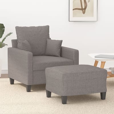 vidaXL - Fauteuil - met - voetenbank - 60 - cm - stof - taupe