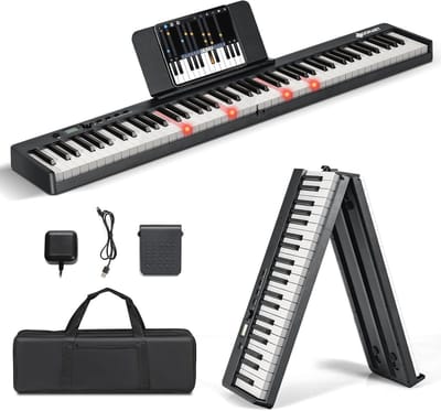 Digitale Piano met 88 toetsen, Draagbaar Toetsenbord met Bluetooth, 128 Ritmes en 20 Demosongs