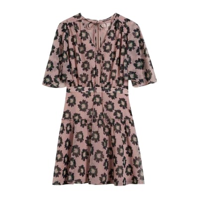 Ted Baker Damesjurk met bloemenprint, getailleerd en uitlopend (Roze)