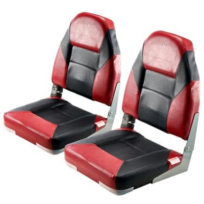 VEVOR 2-pack bootstoel met hoge rugleuning, opvouwbare visbootstoel met dikke sponskussen en waterdicht PVC-leer, scharnieren van aluminiumlegering, zwart en rood