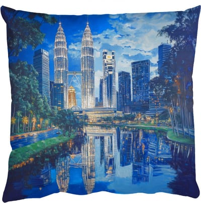 Sierkussens - Kussentjes Woonkamer - 50x50 cm - Stad Kuala Lumpur - Skyline - Wolkenkrabbers - Water