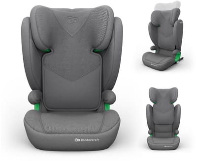 Kinderkraft JUNIOR FIX 2 PLUS Autostoeltje - 100-150 cm H-GUARD hoofdsteun Gordelgeleiders - Grijs
