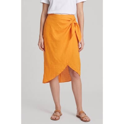 ARKET Lima Wrap Linen Skirt Orange Size: S | Midi Skirts Outlet | Dames | Oranje