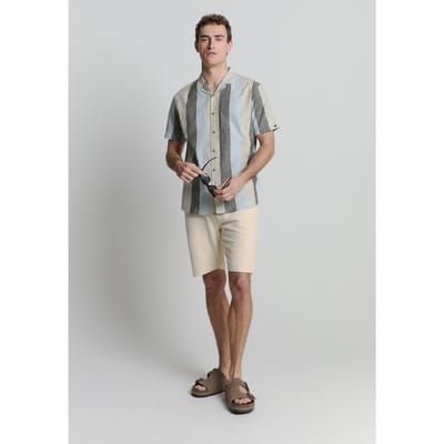 No Excess Shirt Short Sleeve Revers Collar Slub Multi Coloured Vertica Maat: S | Casual Overhemden Outlet | Heren | Blauw