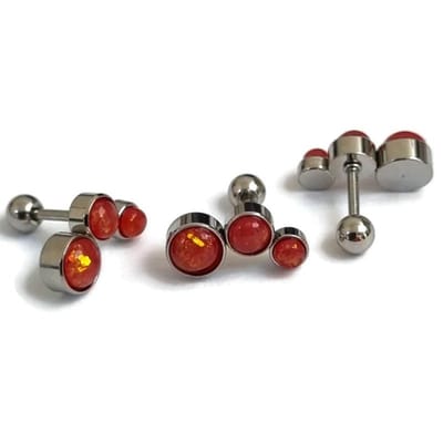 Aramat Jewels | Piercings | Rode Opaal Helix Oorbellen - Chirurgisch Staal | | | |14mm | Staal | Volwassenen | Verkleurd niet