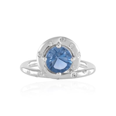 Cavill - Zilveren ring - 925 Sterling Zilver geplatineerd - Kleurwisselende Fluoriet 1,43 ct en 14 Zirkonia rond 0,22 ct - Elegante damesring 23x20 mm