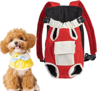 Dieren Rugzak - Draagtas - Reizen met huisdier - Ademend ontwerp - 39x20x8 cm - Rood wit