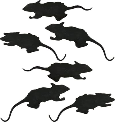 Fiestas nep ratten 6 cm - zwart - 6x - Horror/griezel thema decoratie dieren
