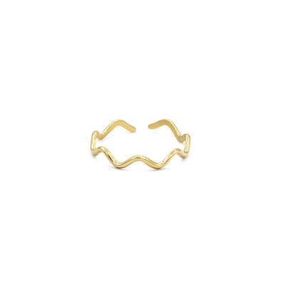 Mint15 Verstelbare ring golven 'Waves' - Goudkleur RVS/Stainless Steel