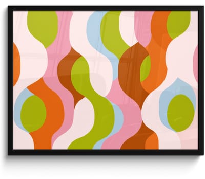 Poster in lijst - Fotolijst 80x60 cm - Posters - Abstract - Vormen - Roze - Posterlijst zwart - Decoratie - Wanddecoratie woonkamer - Muurdecoratie slaapkamer