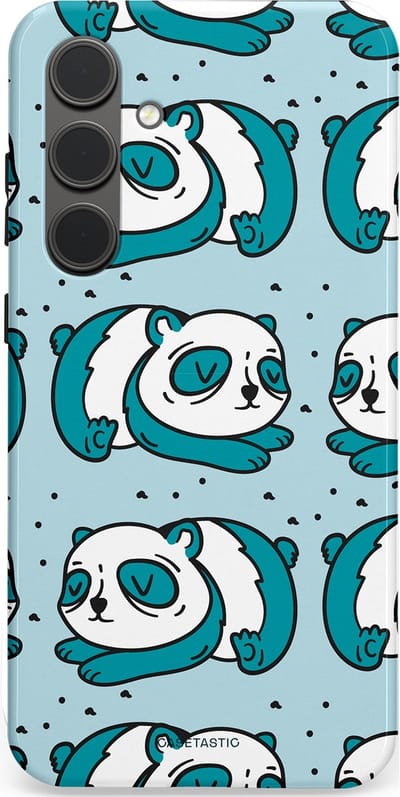 Casetastic hoesje geschikt voor Samsung Galaxy S24 Plus - Dubbellaagse bescherming - Panda dromen - Fashion Case - Lichtgrijs Petrol Wit