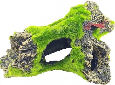 aladdien - Aquariumdecoratie - Boomversiering - Kunsthars - Grot met mosgras - Landschapsdecoratie - Veilig voor vissen - Geschikt voor zoet en zout...