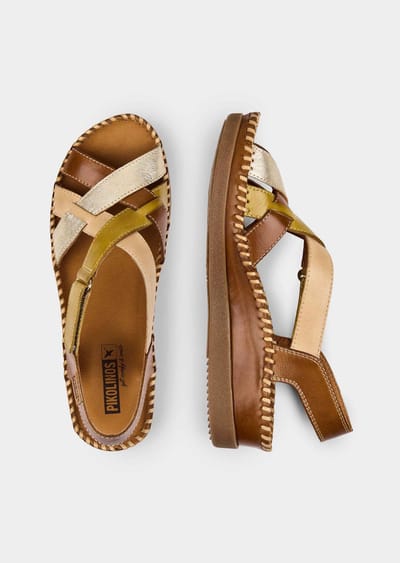 Sandalen met verstelbare klittenband - cognac / zilverkleurig - Gr. 41 van Goldner Fashion