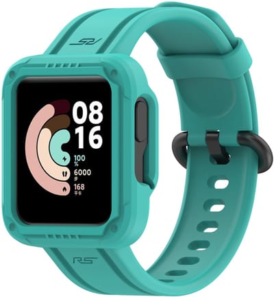 By Qubix - Siliconen sportband met case - Mintgroen - Geschikt voor Xiaomi Redmi Watch 2 (Lite)