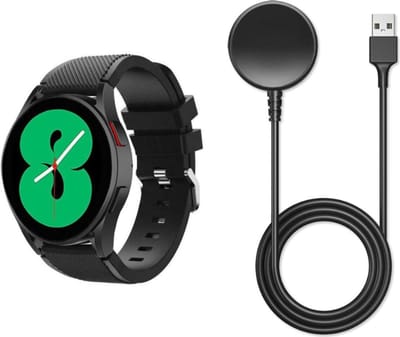 Strap-it Bundel Siliconen band + Oplader - Geschikt voor Samsung Galaxy Watch 7 (40 & 44mm) / Galaxy Watch 6 (Classic) / Galaxy Watch 5 / Watch 5 Pro / Watch 4 (Classic) / Watch FE / Garmin Vivoactive 3/5 - USB Oplaadkabel - Zwart