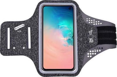 Hoesje Geschikt voor Samsung Galaxy S10e hardloop telefoonhouder – armband - sportband - van stof - Zwart