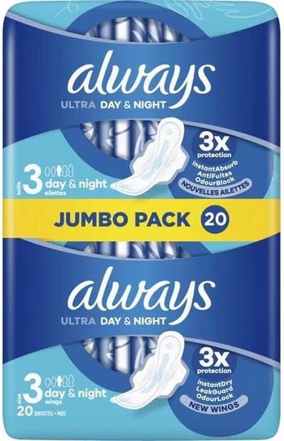 Always Ultra Maandverband Day & Night Met Vleugels Voordeelverpakking - 8x32 Stuks