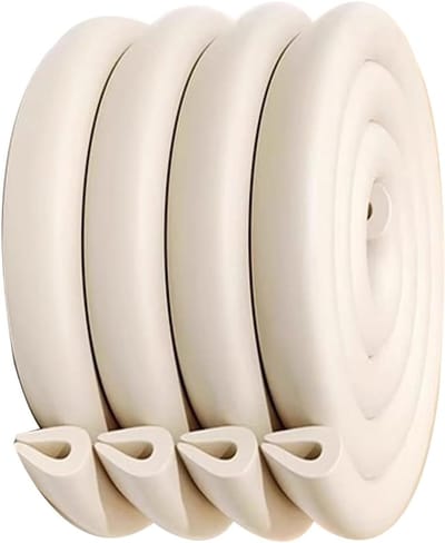 Randbescherming Baby - 4 Meter (2 Rollen) - Zelfklevende Stootrand - Extra Dikke Schuimrubber Hoekbeschermers voor Tafels & Meubels - Crèmewit