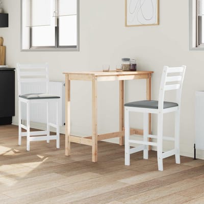 vidaXL - Eetstoelen - 2 - st - Massief - Rubberhout - Wit - 40 - x - 47,5 - x - 99,5 - cm
