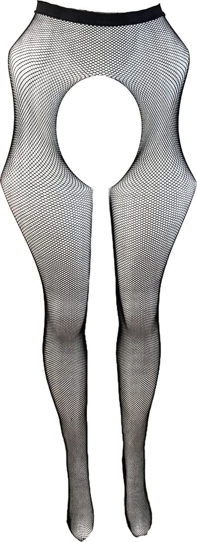 BamBella ® - Panty -Onesize - open kruis hoge kousen broek Dames - Onesize - sexy Erotische lingerie van kant zwart