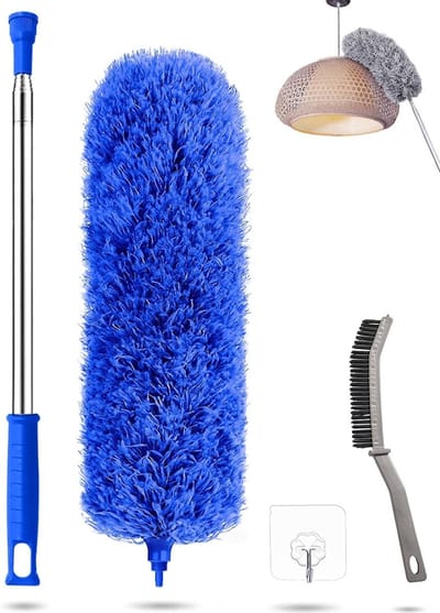 Telescopische Wasbare Duster en Buigbare Hoekbezem van Microvezel, Verstelbare Steel tot 240 cm voor Effectieve Reiniging van Hoeken en Plafonds