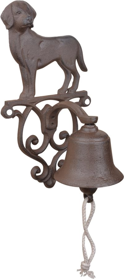Deurbel hond 25 cm hoog - gietijzer - traditioneel - decoratief - tuindecoratie - voor buiten - rustiek - handgemaakt - cadeau - geschenk - Nieuwjaar - Verjaardag - Kerst
