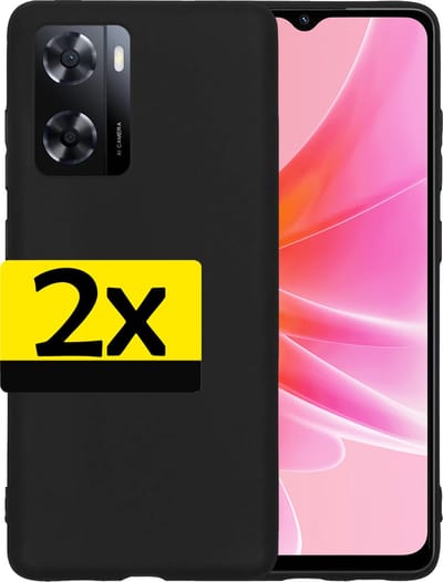 Hoesje - 2 Stuks - Geschikt voor OPPO A57 - Sterk & Shockproof - Case Siliconen - Back Cover - Telefoon Hoes - Telefoonhoesjes - Zwart