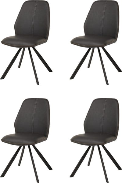 WAYS. – Moderne Kunstleren eetkamerstoelen – Bruin – Stevige houten vierpoot – 4 stuks