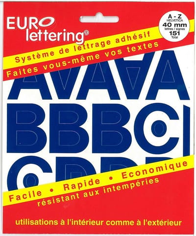 Pickup Helvetica blauw Eurolettering plaklettersboekje - 40 mm letters