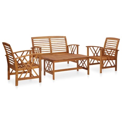 vidaXL - 4-delige - Loungeset - massief - acaciahout